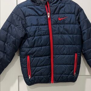 Nike Kids Dark Blue and Red Puffer Jacket